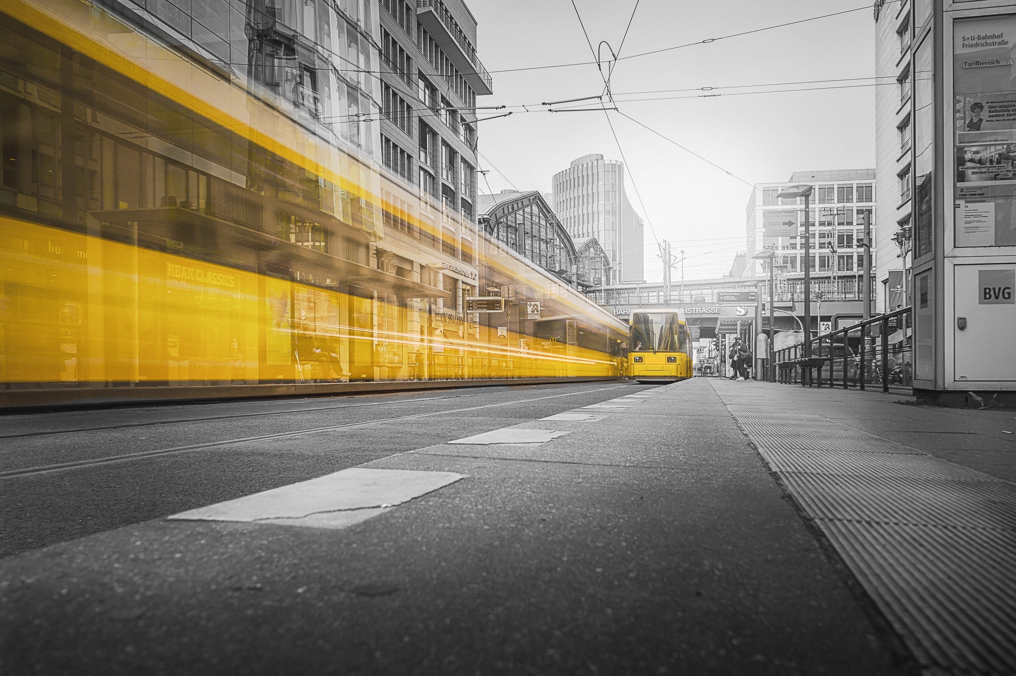 Tram moving in the city