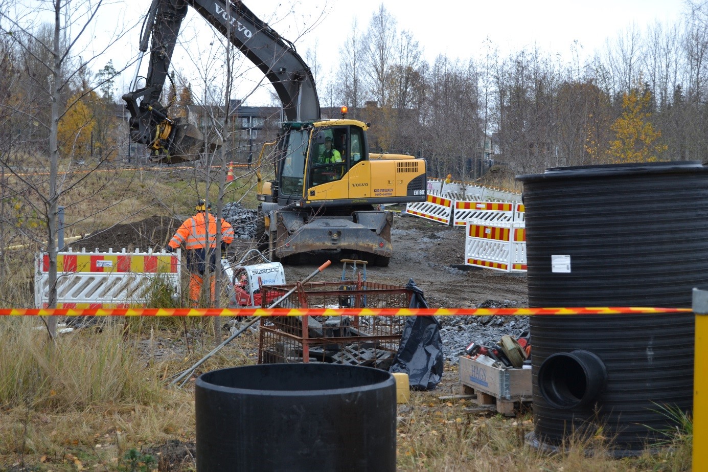Construction of biofilter in Hiedanranta